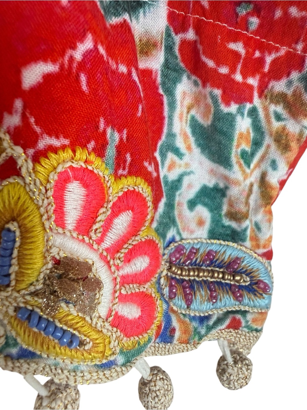 Soft Surroundings Ipanema Embroidered Beaded Caftan Maxi dress in Rio Rainbow - Picture 11 of 16